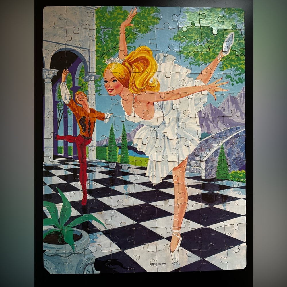 💗 Vintage 1980 Barbie Ballerina Puzzle 100 Pieces – Complete Mattel 🧩
